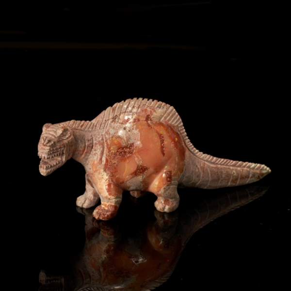 Precious Fire Opal Dinosaur Carving