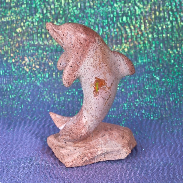 Matrix Fire Opal Dolphin Carving 1