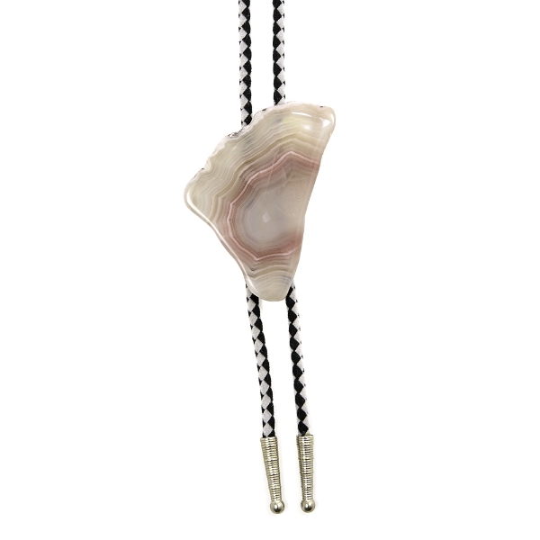 36" Unique Polished Laguna Agate Bolo Tie Necklace