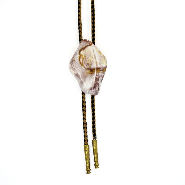 36" Unique Polished Lace Agate Bolo Tie Necklace